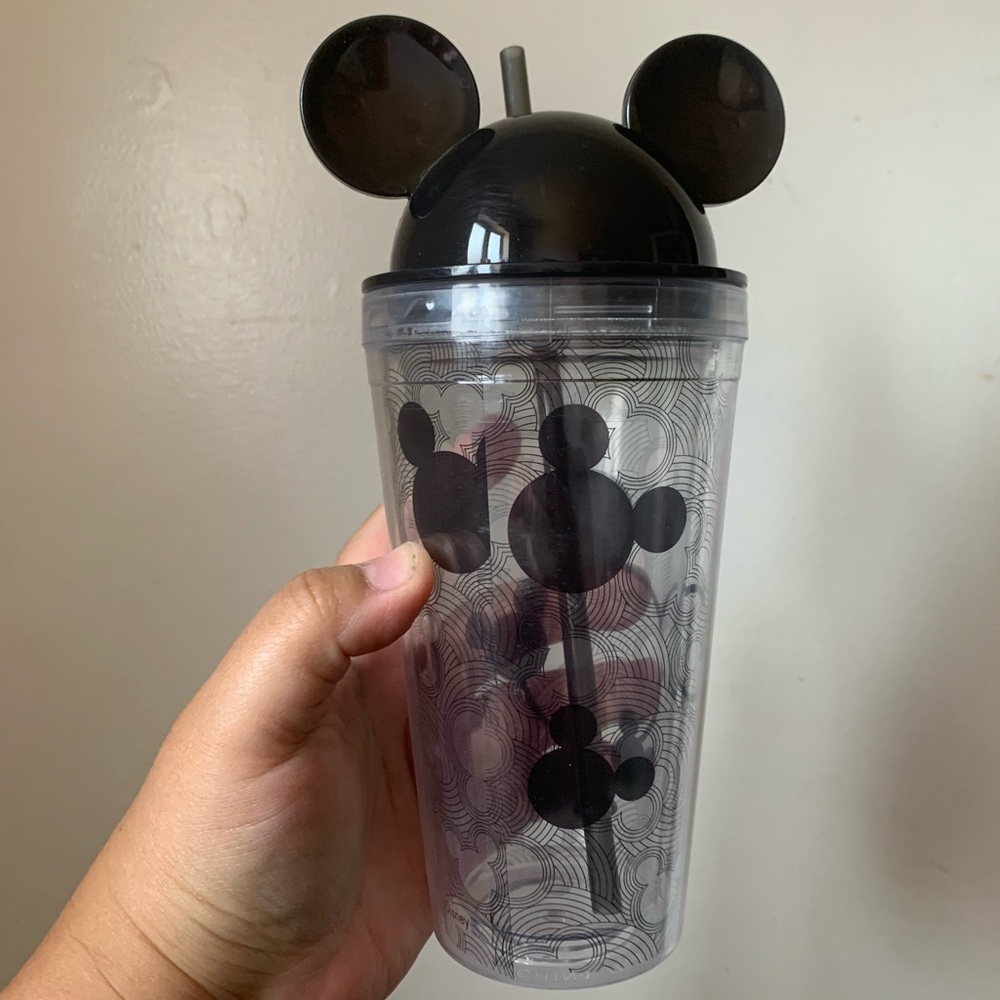 Disney Mickey Mouse ears water tumbler w/straw